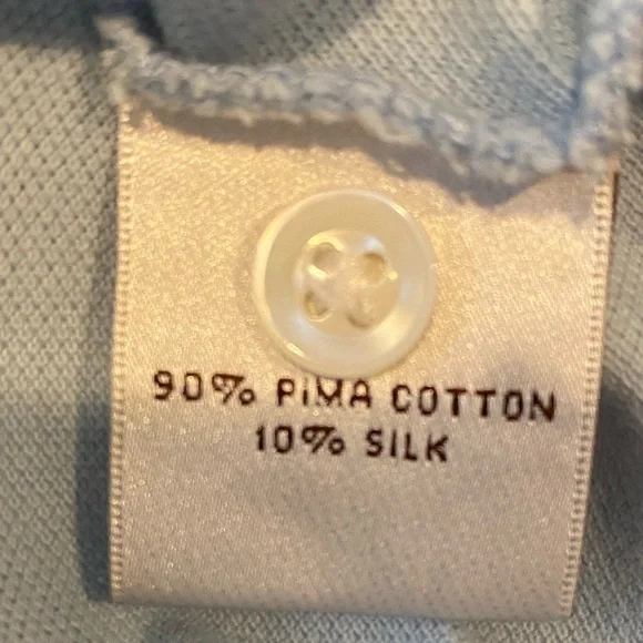 Men’s Peter Millar Crown Soft Pima Cotton & Silk Blend  Light Blue Polo Shirt - Picture 6 of 6